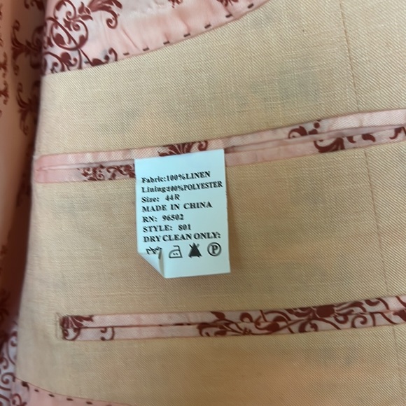 44R; Diamond Threads; Peach Suit Jacket - Picture 2 of 4